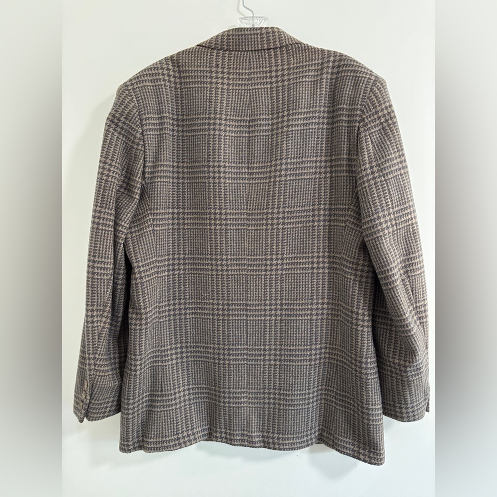 Men's Plaid Wool Blazer Jacket Sport Coat 42R 100% Wool Outer, Satin Lining. - Picture 2 of 9